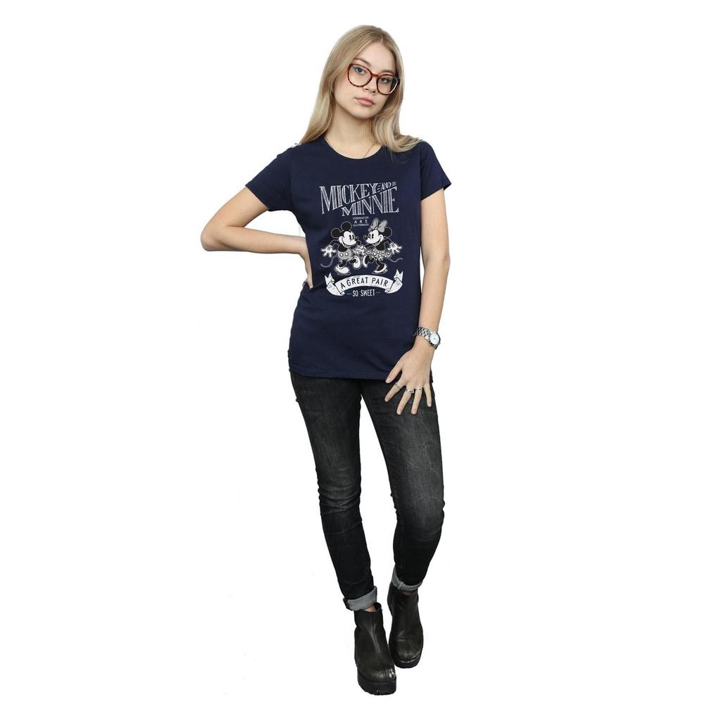 Disney Damen/Damen Mickey und Minnie Mouse Tolles Paar Baumwoll-T-Shirt