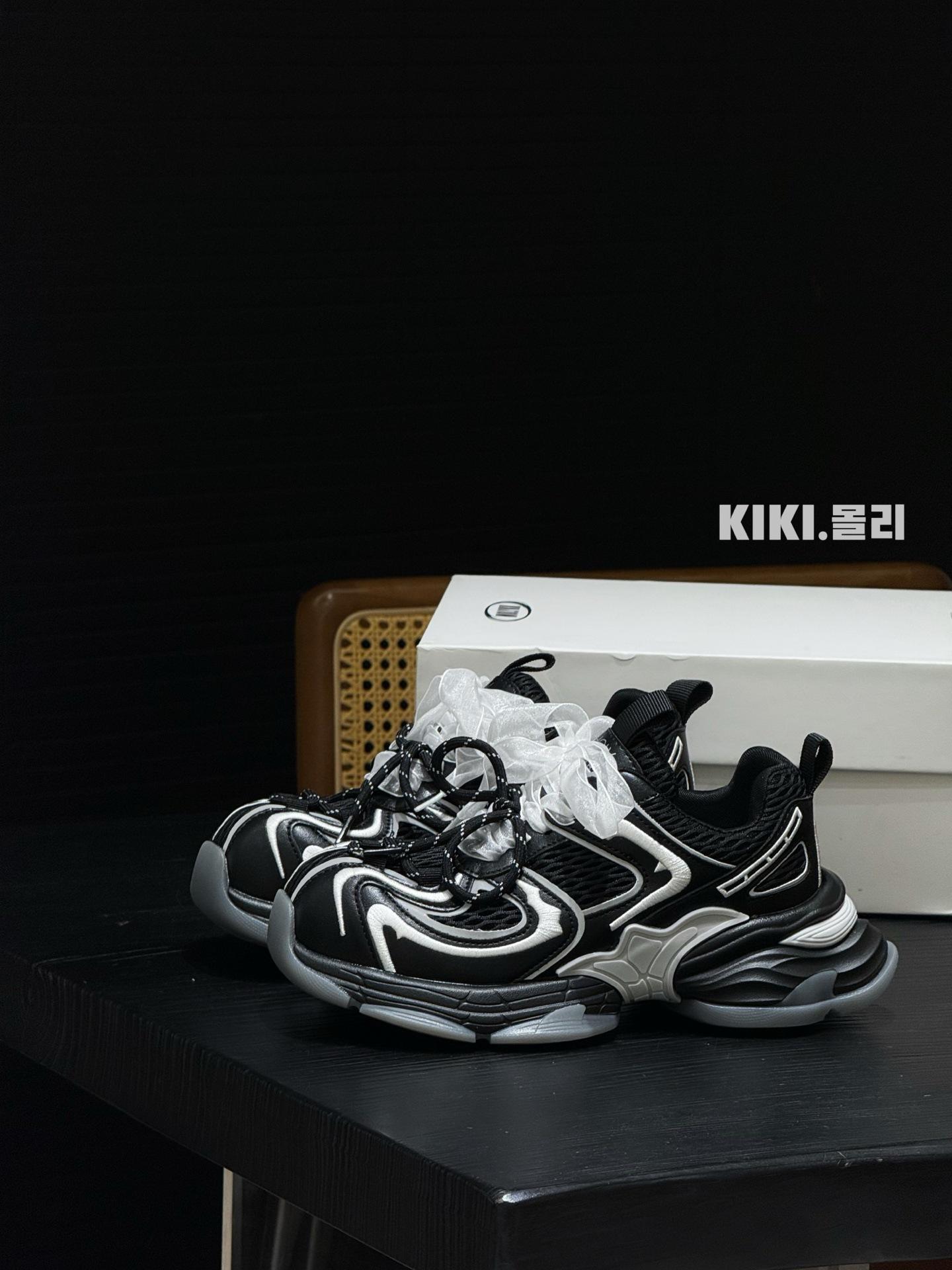 

European Station thick-soled height increase versatile women s models 2025 summer new mesh breathable casual soft-soled sports dad shoes 39