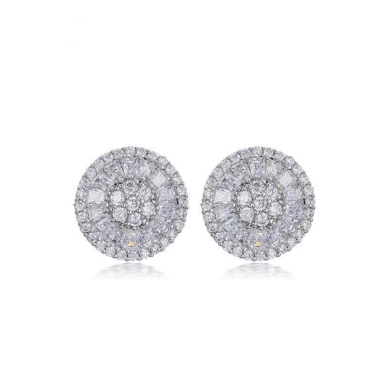 

Huitan New Arrival Classic Round Shaped Women Earrings With Tiny CZ Stone Setting Daily Gadget Birthday Gift For Girlfriend WHITE