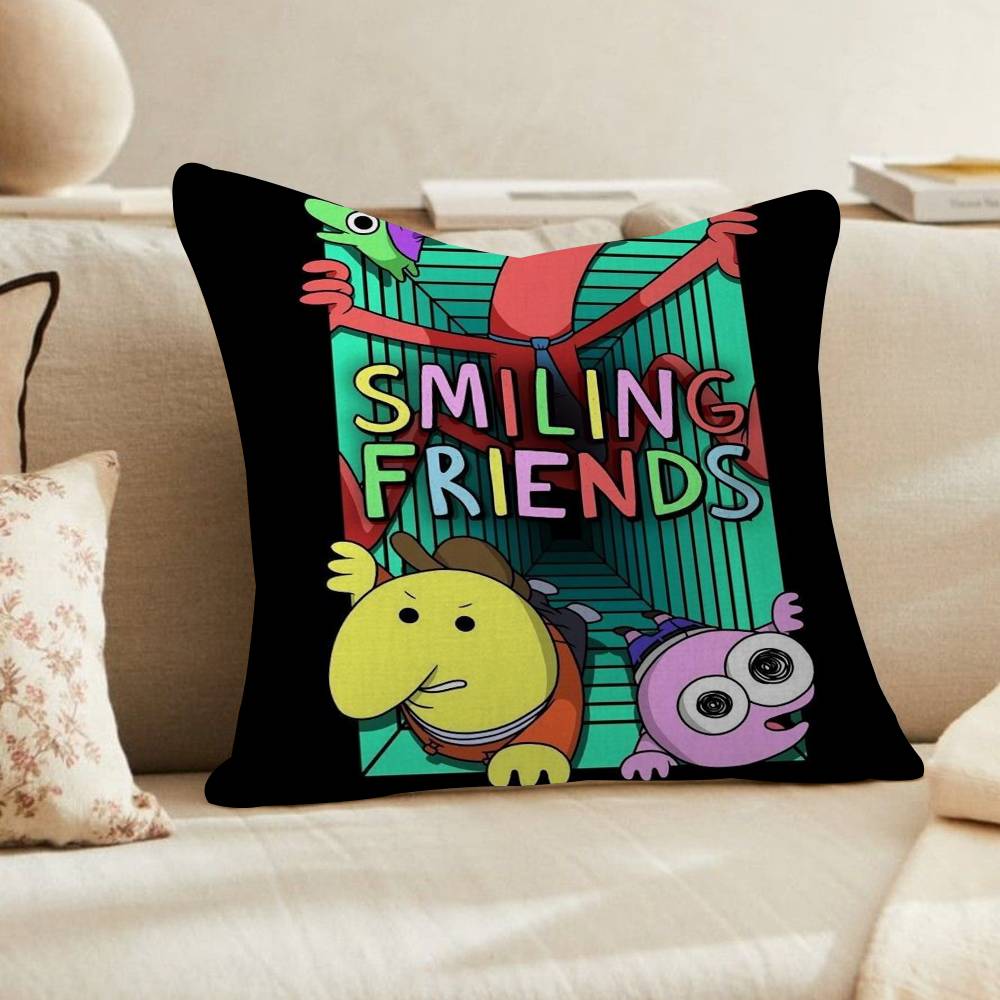 anime Smiling Friends Maple Design Cushion Cover Happy Autumn Harvest decor Holiday Decorati Pillow Cover