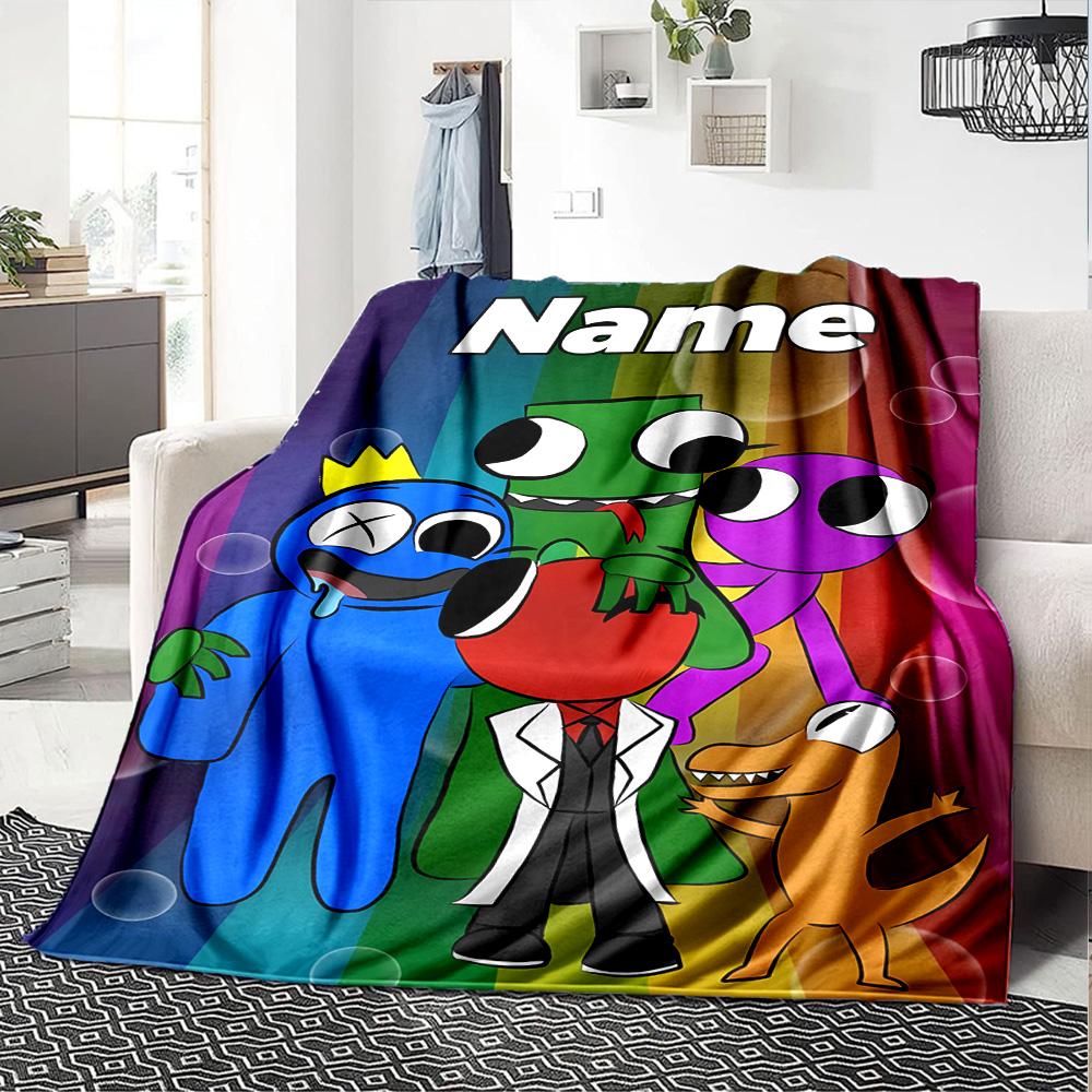 Customiz Name Personality Rainbow Friends Blanket Soft &Warm Sofa Office Bed Travel Lunch Break Blanket, Gift Suitable All Seasons