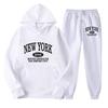 Completo felpa con cappuccio da uomo con stampa grafica - Outfit casual a due pezzi con top a maniche lunghe e pantaloni Autunno