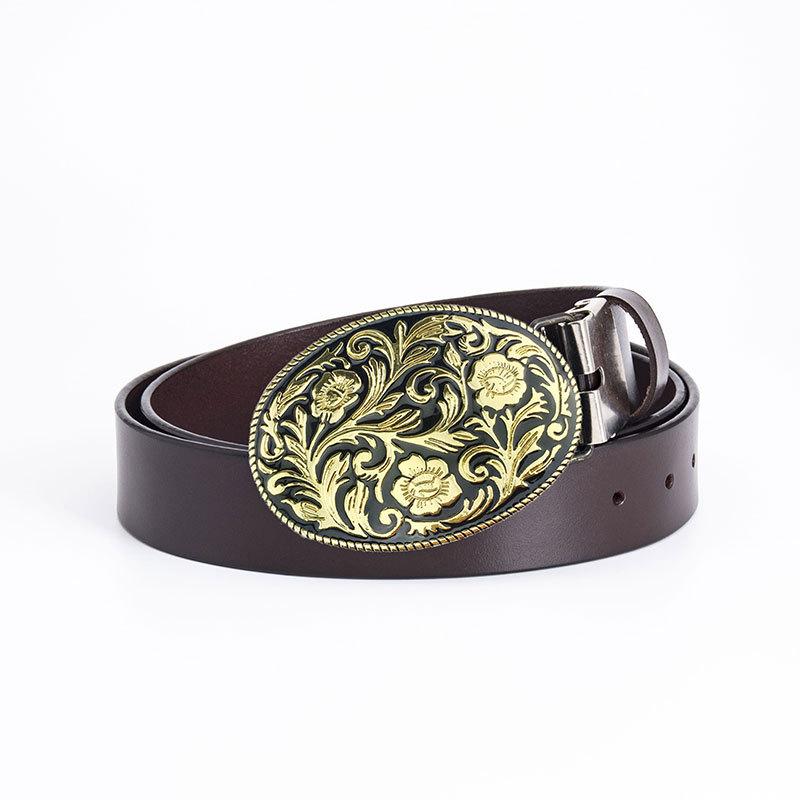 

Старовинний офіційний ремінь Higan Flower Модний ремінь Пояс із цільної коров’ячої шкіри 130cm