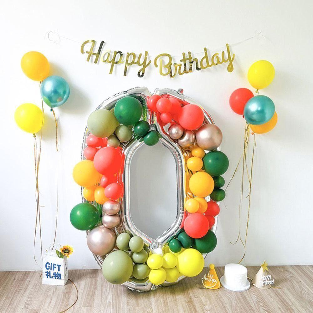 0-9 Number Number Balloon Stand 3D Silver Aluminum Film Digital Balloon Frame Giant Size 65 Inch Foil Number Balloon
