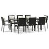 VidaXL Mobilier à dîner de jardin 9pcs et coussins noir résine tressée 3185100