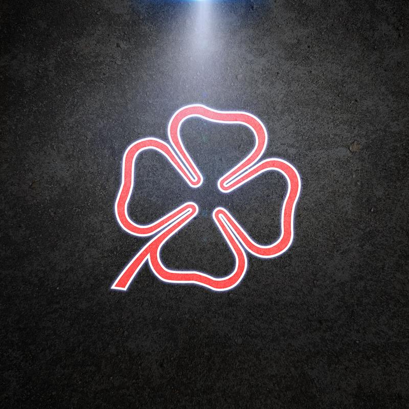 Four Leaf Clover Logo Wireless Courtesy Car Door Projector LED Welcome Lights For Alfa Romeo Giulia Giulietta Sportiva Decor
