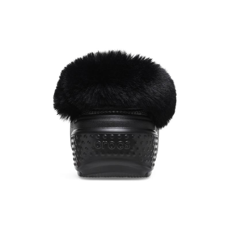 Crocs Stomp Lined Clogs EVA Comfortable and Warm Unisex Black Plush Part Is Not Removable