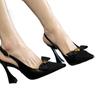 Black Bow High Heels Women 2025 Luxury Camellia High Heel Sandals Women's Horseshoe Heels Breathable Comfortable Woman Pumps