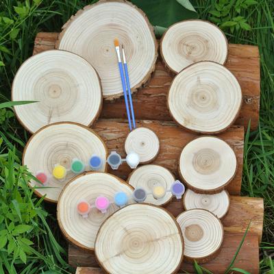10 stuks houtblok snijschijf 3-10 cm DIY cirkel ronde houten schijven ambachten voor bruiloft kerstfeest kunstdecoratie
