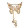 Water Drop Tassel Clothing Dress Badge Pin 7CM Collar Lapel Pin Elegant Butterfly Brooch  Women
