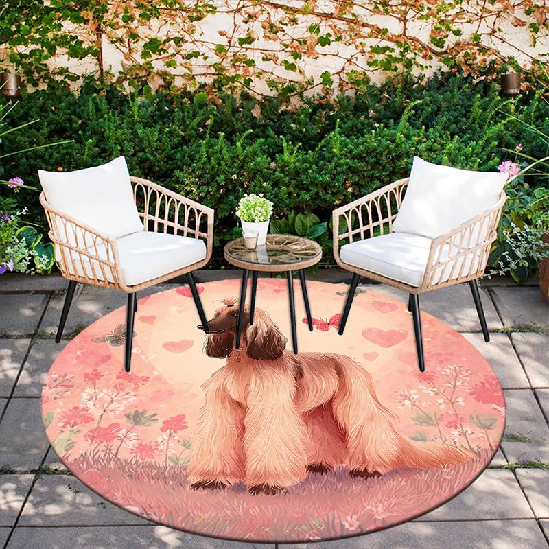 Afghan Hound Pattern Round rug,Carpet Rug for Living Room Bedroom Playroom ,Non-slip Floor Mat,Holiday Gifts and Birthday Gifts.
