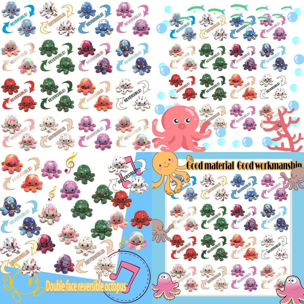 Double-sided Flip Reversible Octopus Plush Toys Perfect For Christmas Gifts**
