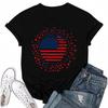 Women's Round Neck Casual Independence Day Printed Short Sleeve T-Shirt Top