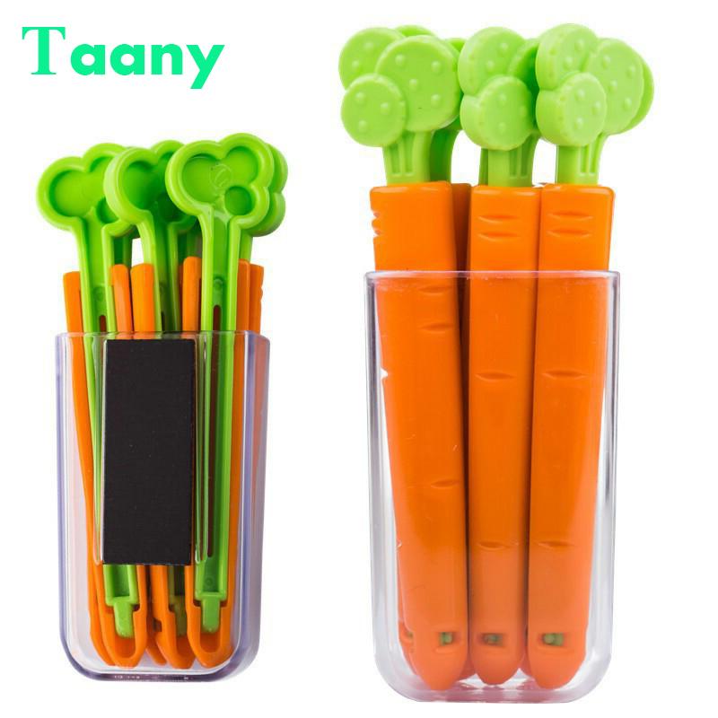 

5PC Sealing Tongs Food Bag Closure Clip Cartoon Carrot Shape Moisture-Proof Clamp Fresh Keeping Sealing Clip Kitchen Accessories