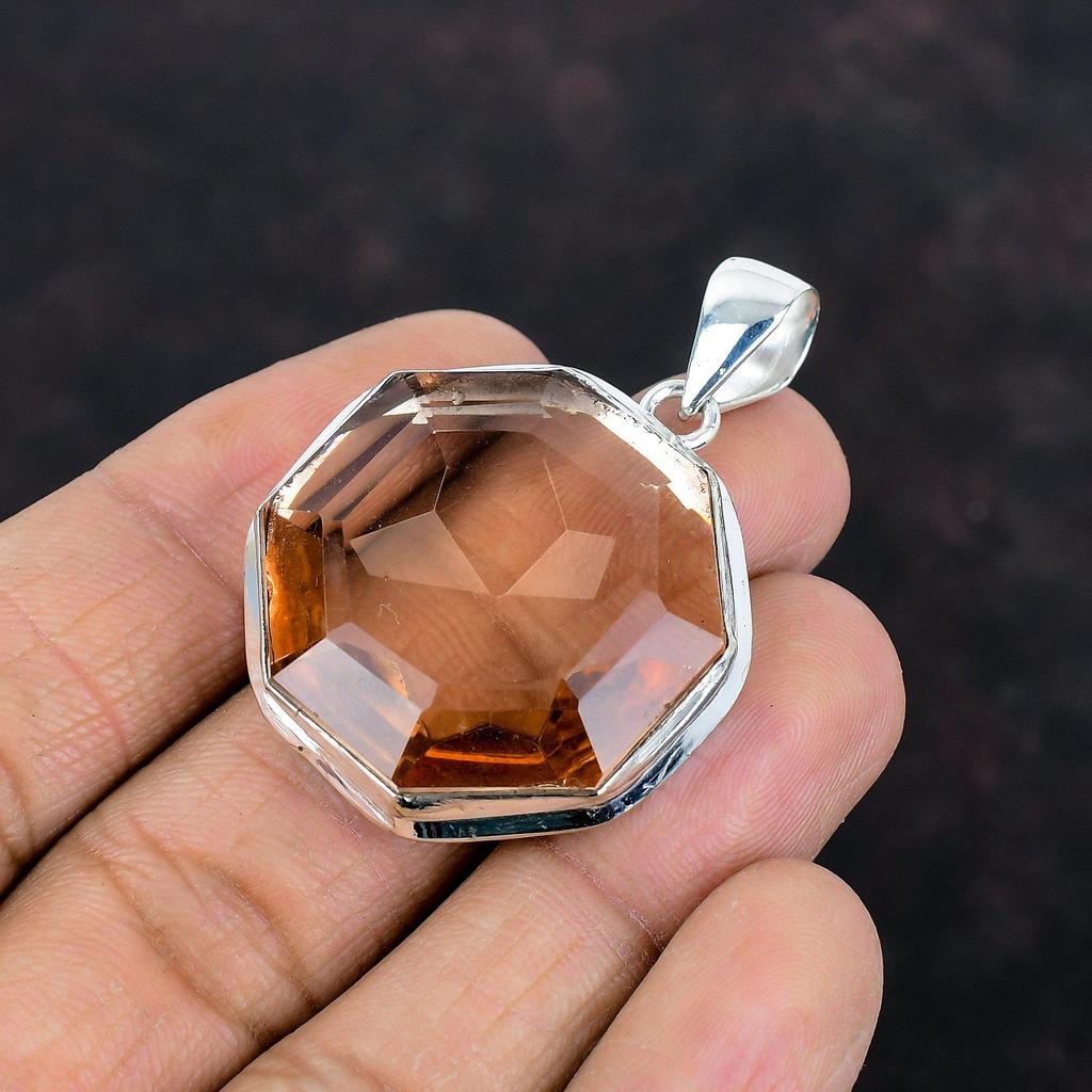 Faceted Morganite Pendant 925 Sterling Silver Pendant Very Pretty Gemstone Pendant Decent Jewelry Handmade Brand New Pendant Gifts for Women