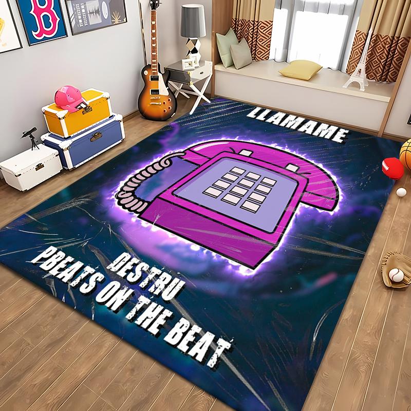 HD Printing Retro Phone Carpet for Living Room Cartoon Children's Bedroom Sofa Doormat Floor Tapete Anti-slip Decor Alfombra 3D