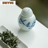 Hand-painted Bamboo Blue And White Tea Box Organizer Moisture-proof Elegant Storage Tank Containers Tea Caddy Tea Collection