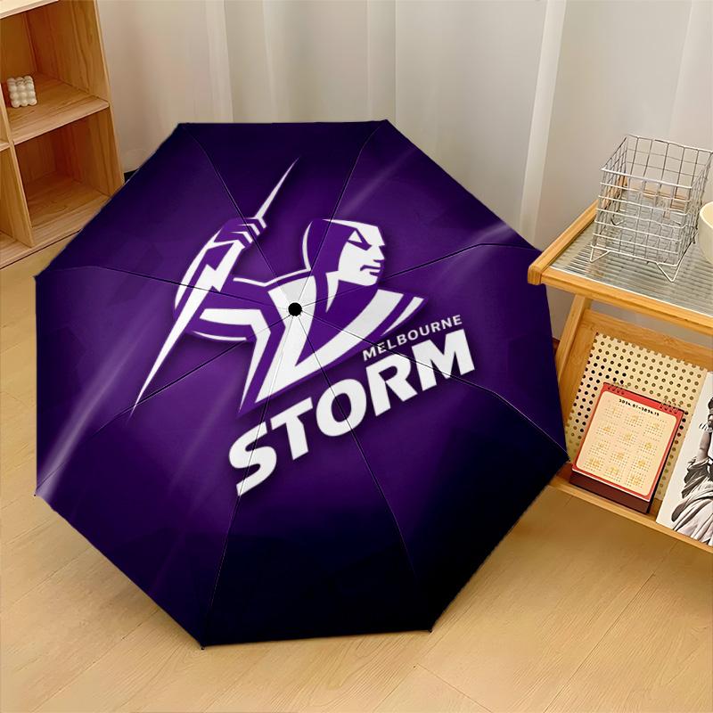Melbourne Storm Print Auto 8?Ribs Folding Umbrella Wind Resistant Lightweight Automatic Umbrella For Daily Travel