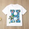 New Toy Story Alphabet A-Z Children's Pure Cotton Short-Sleeved Cartoon Printed Boys' Sportswear Casual Shirt Summer T-Shirt
