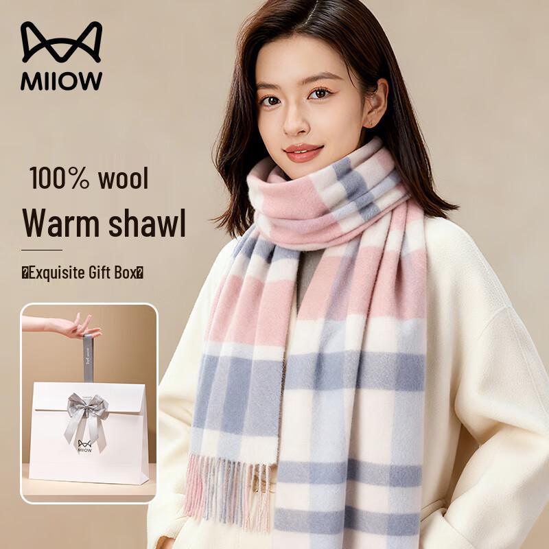 Mao Ren Women's Wool Plaid Scarf & Shawl