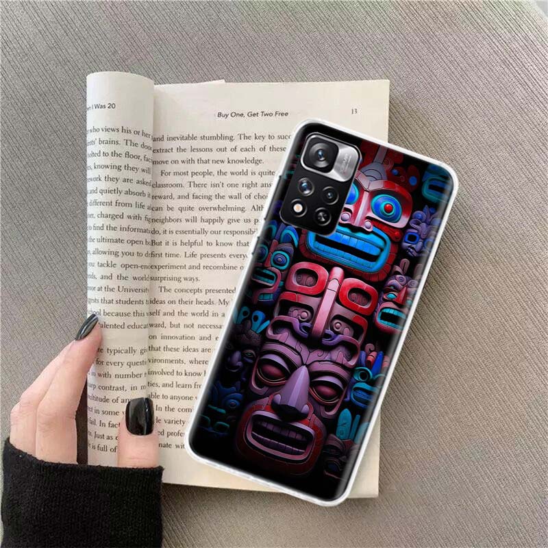 Husă Telefon Piatră Aztecă Maya Pentru Redmi Note 13 12 Pro Plus 14 15 Pro 5G 11 11T 11E 11S 10 Pro 10S 9 9S Cover Cell TPU Transparent Capa