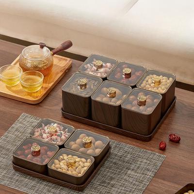 Leichter Luxus Imitation Holzmaserung Obstschale für Haushalt Hochwertige Retro Süßigkeitendose Große Kapazität Wohnzimmer Feuchtigkeitsdichte Nussdose