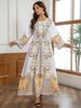 ZD025 Stylish Muslim Women's Beaded Print Robe Dress
