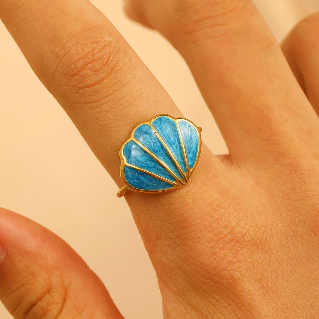 2026 Neuer Verstellbarer Öffnungsring Tropföl Super Süß Meereswind Meerestier Edelstahl Serie Ring