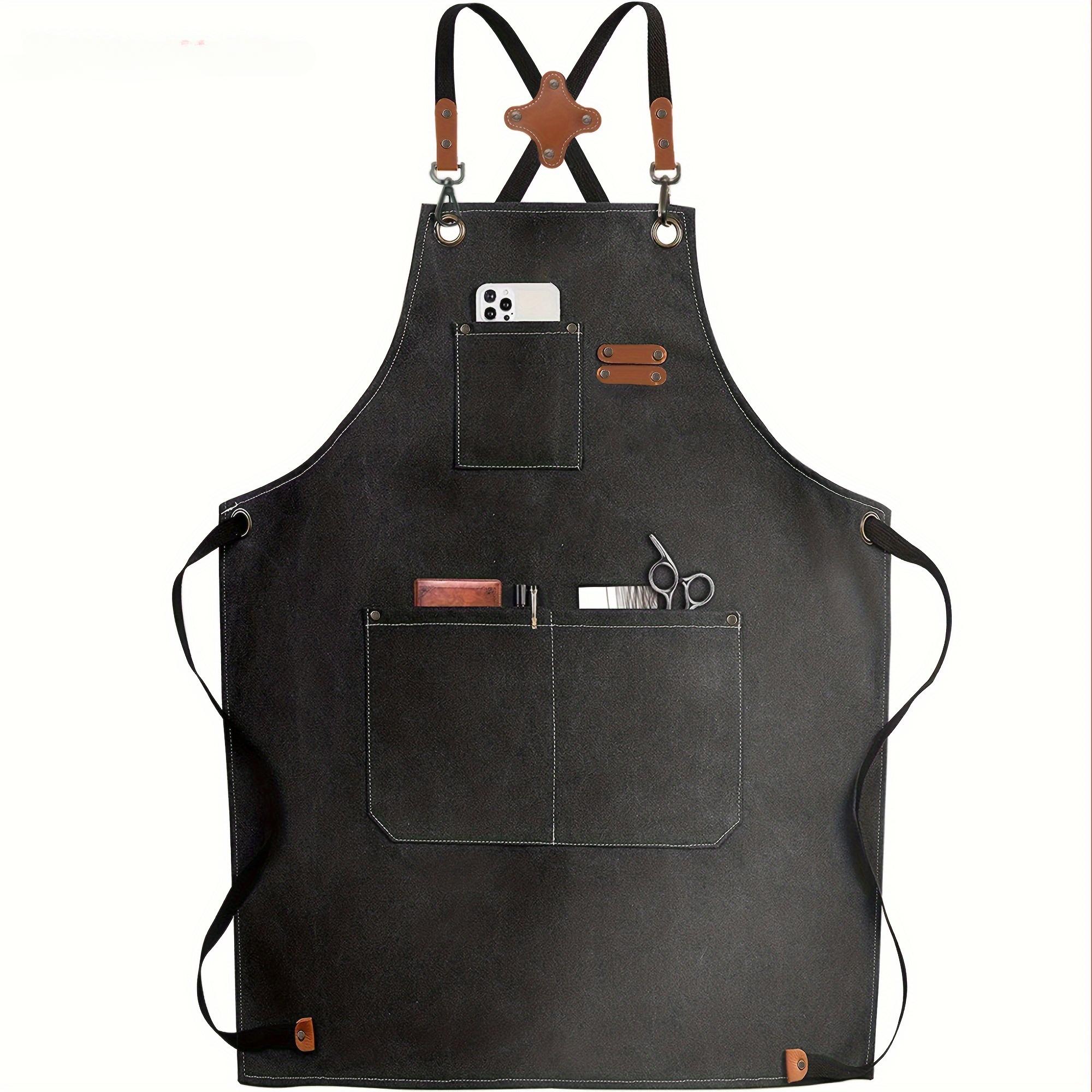 

Фартук из парусины, водонепроницаемый и маслостойкий, для дома, кофейни, кухни, столовой, рабочий фартук, мужской фартук чёрный