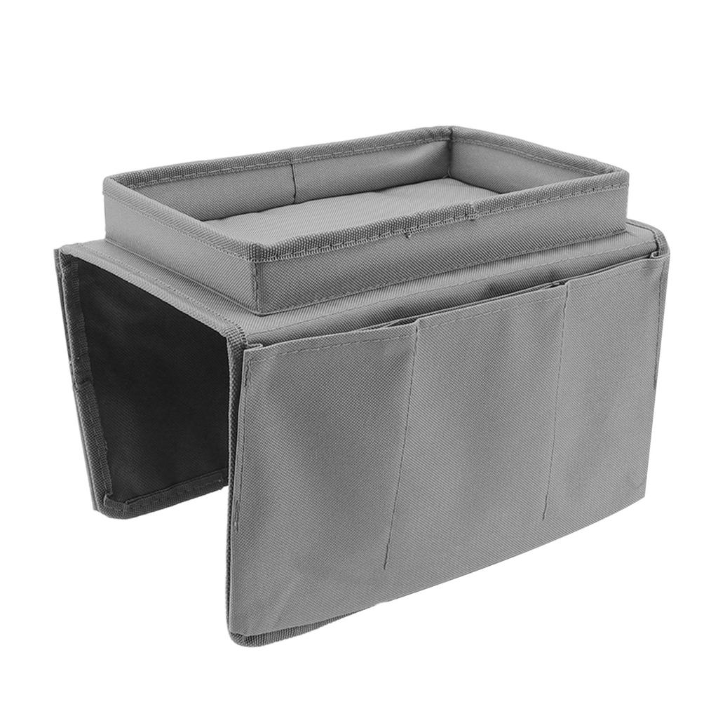 Sofa Tray Folding Arm Storage Holder Table 600D Oxford Cloth Side Pockets for Couch