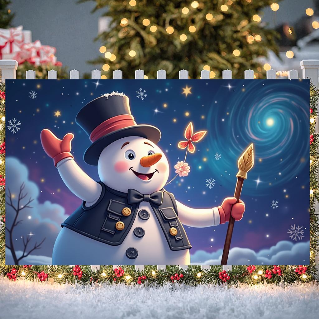 Winter Wonderland Backdrop Festive Lights Frosty Scene Banner Festive Background Top Hat Design Winter Display For Winter Xmas