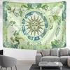 VIKAMA Fresh Green Sun God Tapestry BohemianStyle Bedroom Headboard Decorative Backdrop Room Decoration