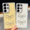 Flash Diamond Suitable for Samsung S25 Ultra Mobile Phone Case Bow A17 New A56 Luxury Flash Powder Protective Case