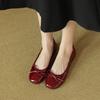 Fashion Women's Elegant Flats Shoes Patent Leather Woman Shoes Red Loafers Bowknot Women Shoes New Low Top Square Toe Ballet Ladies Shoe