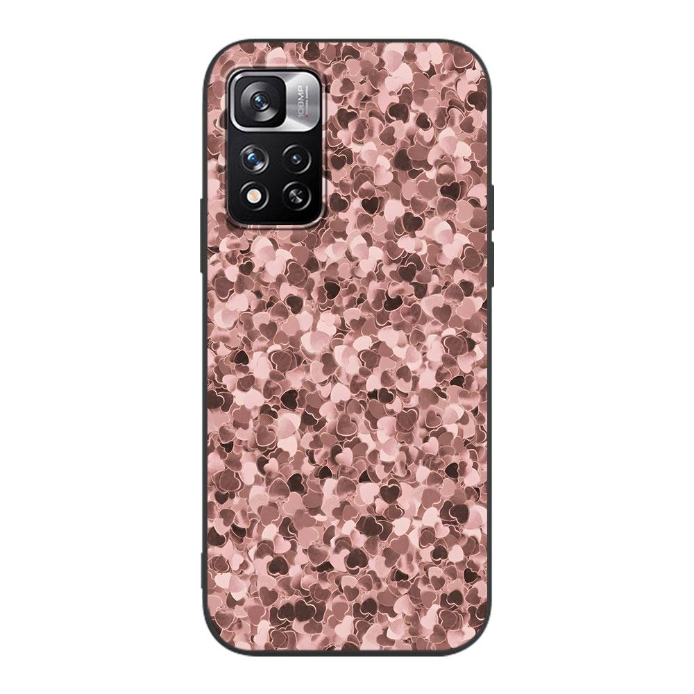 Love Rose Gold Style Case for Xiaomi Redmi Note 11 10S 8T 10 12 Pro Plus 11T 8 9 11E 11S 5 Pro 9S 7 Soft TPU Black Phone Cover