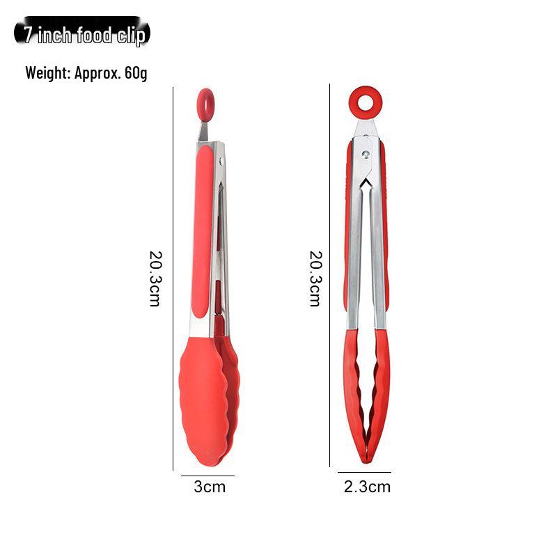 

High-Temperature Resistant Silicone and Stainless Steel Food Tongs - Ideal for Barbecue, Roasting, and Bread.