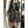 Japanese JK Academy Style Mid-Length Woolen Toggle Coat, Spring/Autumn 2025