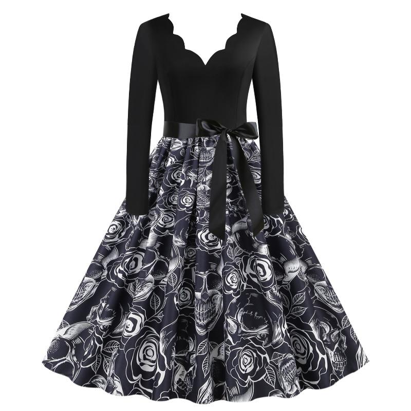 BITCED Fashion Autumn Winter Long Sleeve V-Neck Casual Dresses