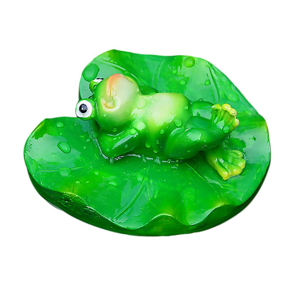 Yousheng Floating Frog Statue Resin Cartoon Relaxing Frog Ornament Pond Floating Frog Figurine for Aquarium Garden Pool Water Feature Decor