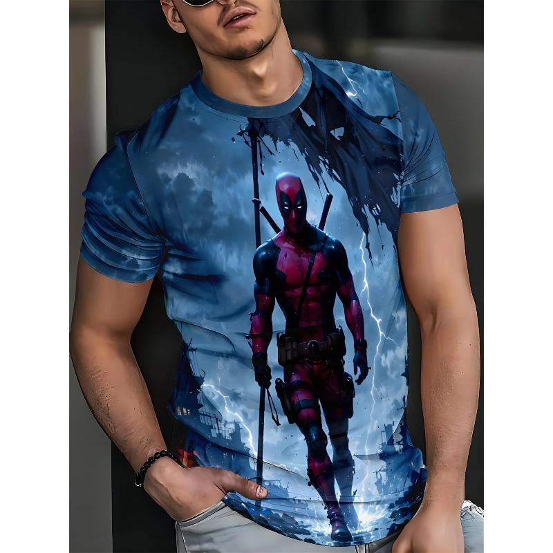 Men's Fashion Short-Sleeve T-Shirt 3D Print Iron Man Deadpool Captain America Spider-Man Superhero Fans T Shirt