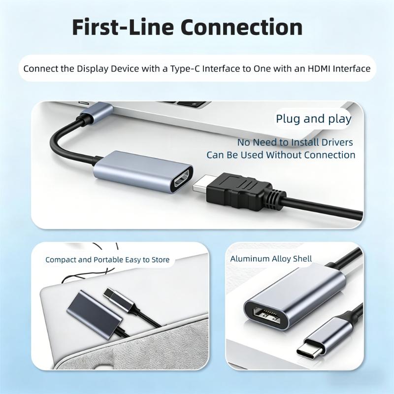 TYPE C To HDMI Adapter 4K USB C USB3.1 Male To HDMI-compatible Female Converter Cable for Laptop IPad Tablet TV MacBook Galaxy