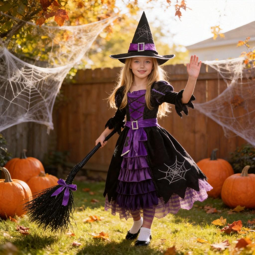 Game Themed Girl Witch Costume Set With Mesh Fabric For Childrens Cosplay Fun