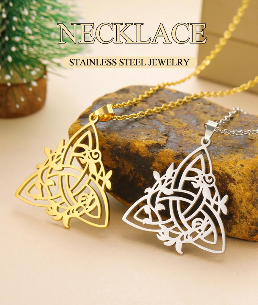 Dawapara Dreifaltigkeitsknoten Triquetra Halskette Kranz Keltischer Knoten Glücksbringer Edelstahl Schmuck Neujahrsgeschenk