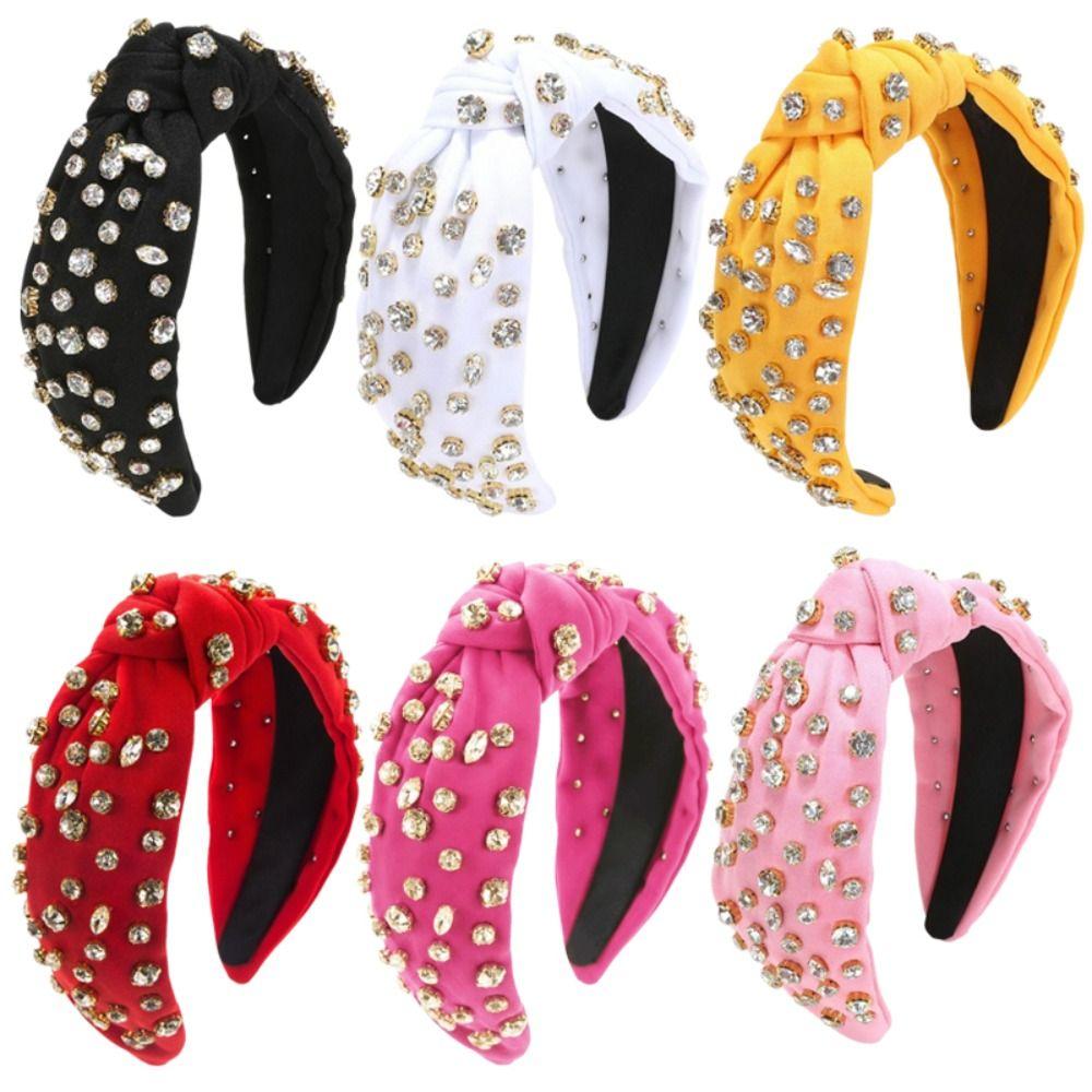 Full Diamond Knotted Headband Exaggerated Design Rhinestone Headband Women's Hair Accessories