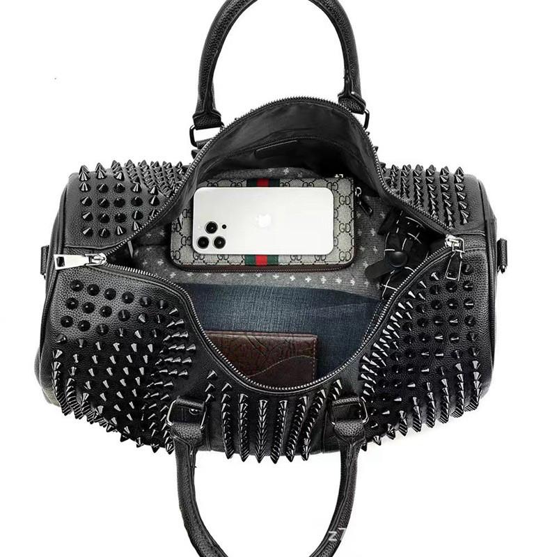Rivet Crossbody Bag Large Capacity Travel Duffle PVC Street Style Unisex
