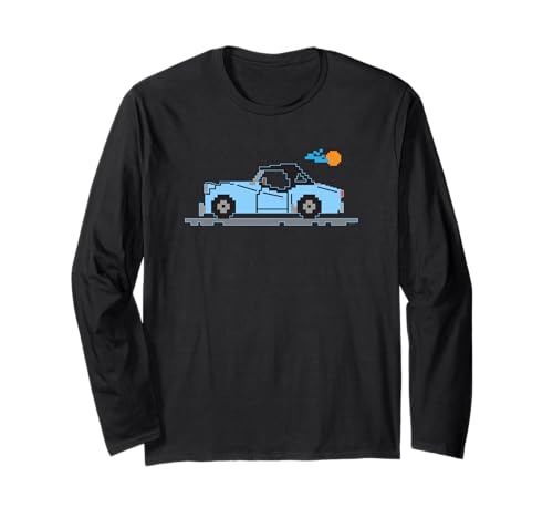 8-Bit Cartoon Triumph TR3 TR 3 British Light Blue Sports Car Long Sleeve T-Shirt