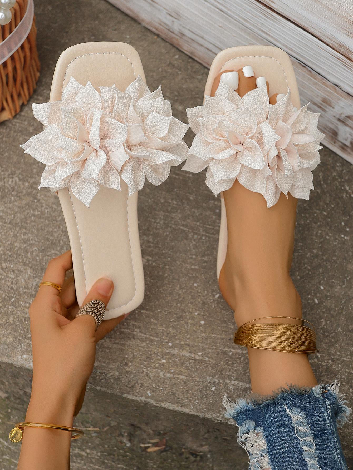 

Женские летние плоские повседневные модные шлепанцы Винтажный цветочный декор Натяжные пляжные шлепанцы для женщин Отпуск Sandalias De Mujer 35 белый