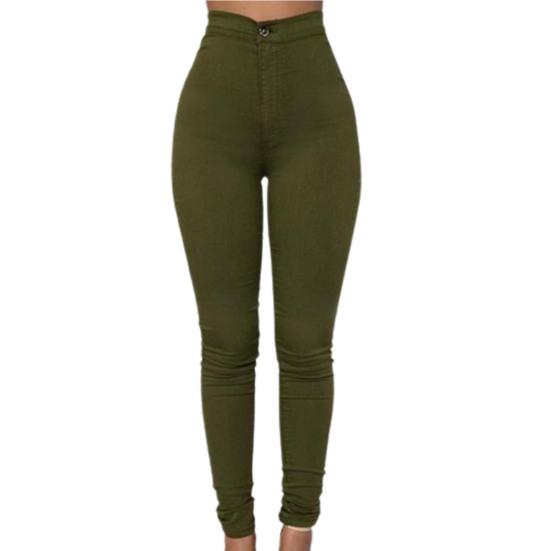 Women Pants Thin High Waist Solid Color Slim Fit Lady Pencil Trousers for Street Wear