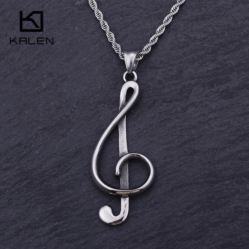 The Treble Clef G Musical Stainless Steel Pendant Necklace For Men Women Charm Chain Couple Jewelry