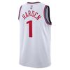 Nike X NBA Collaboration Clippers Harden Fan Edition Letter Print Crew Neck Sleeveless Basketball Jersey Men Jersey White FQ4547-103